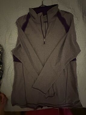 Champion Gray Quarter-Zip Pullover with Dark Trim